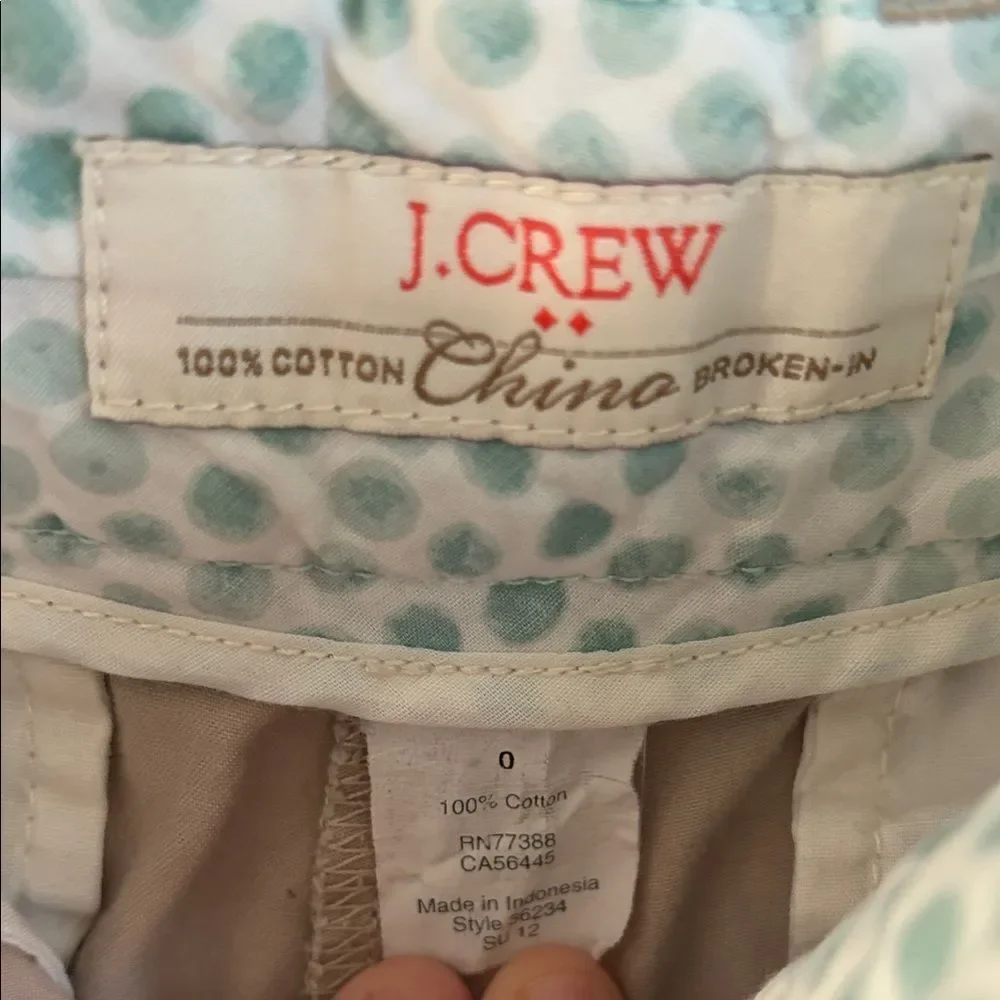 J. Crew Y2K Mini Shorts- 100% Cotton Chino “Broken-in” Sz 0 - Picture 3 of 4